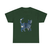 Retro Funny Denim Patch Cat T-Shirt - Unisex Apparel