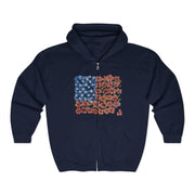 Retro Flower American Flag Zip Hoodie – Vintage USA Patriotic 4th of July Style for Women Who Love Freedom