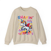 Funny Unicorn Shakin' Tits Takin Shits Adult Humor Sweatshirt Unisex Gift
