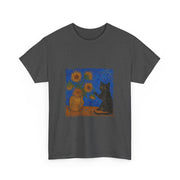 Van Gogh Black Cat Sunflowers T-Shirt - Funny Gift for Cat Parents