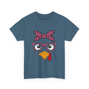 Cute Thanksgiving Turkey Face Leopard Print Glasses Women's T-Shirt
