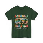 School's Out Forever Retired Teacher 2025 Groovy Retirement T-Shirt Unisex Gift