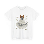 Cute Halloween Ghost T-Shirt with Bow Lace - Spooky Style Unisex Apparel