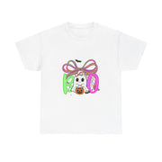 Coquette Bow Lace Boo Ghost Halloween T-Shirt for Women