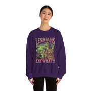Lesbians Eat What Funny Cat Pun LGBTQ Pride Sweatshirt Unisex Apparel