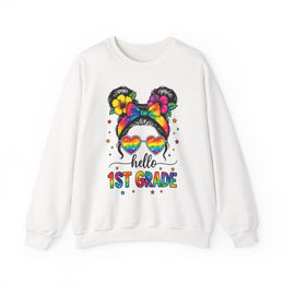 Messy Bun 1st Grade Teacher Sweatshirt Back to School Gift for Her