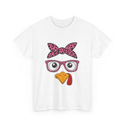 Cute Thanksgiving Turkey Face Leopard Print Glasses Women's T-Shirt
