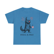 Feral and Free Raccoon T-Shirt – Funny Patriotic 4th of July Tee with Wild Spirit for Independence Day Lovers