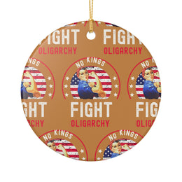 Vintage No Kings Fight Oligarchy Woman's Ornament