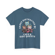 Funny Cats Side Quest Distracted Tabletop T-Shirt - Gift for Dad