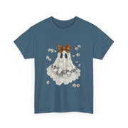 Cute Halloween Ghost T-Shirt with Bow Lace - Spooky Style Unisex Apparel
