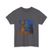 Van Gogh Black Cat Sunflowers T-Shirt - Funny Gift for Cat Parents