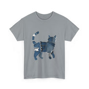 Retro Funny Denim Patch Cat T-Shirt - Unisex Apparel