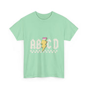 ABCD Rock Graphic T-Shirt – Fun Back to School Tee with Bold Letters for Boys, Girls & Teachers in Class