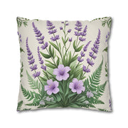 Timeless Fern & Lavender Bloom Pillowcase Elegant Pastel Botanical Home Decor