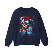 Funny Skeleton 4th Of July Sweatshirt Retro Chill The Fourth Out Gift for Her