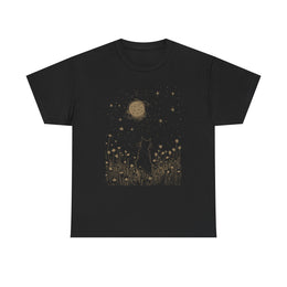 Floral Black Cat Moon Halloween Cottagecore Aesthetic T-Shirt Unisex Gift