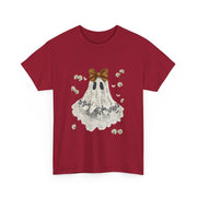 Cute Halloween Ghost T-Shirt with Bow Lace - Spooky Style Unisex Apparel