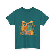 Coquette Bow Fall Vibes Thanksgiving Autumn Leaves T-Shirt - Unisex Apparel