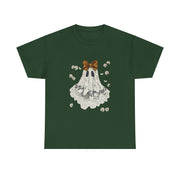 Cute Halloween Ghost T-Shirt with Bow Lace - Spooky Style Unisex Apparel