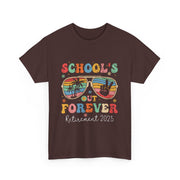 School's Out Forever Retired Teacher 2025 Groovy Retirement T-Shirt Unisex Gift