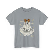 Cute Halloween Ghost T-Shirt with Bow Lace - Spooky Style Unisex Apparel