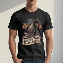 Color Our World Dragon T-Shirt – Fun Summer Reading 2025 Tee with Whimsical Art for Book-Loving